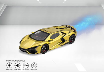 1/24 Lamborghini Revuelto Super Sport SPRAY Toy Car For Kid Sound and Light Die-cast Metal Pullback Car