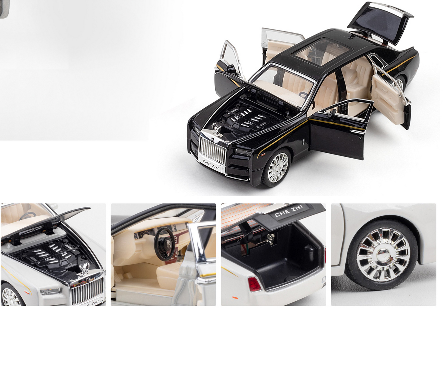 1:32 ROLLS ROYCE Phantom Super Sport Toy Car For Kid Sound and Light Die-cast Metal Pullback Car