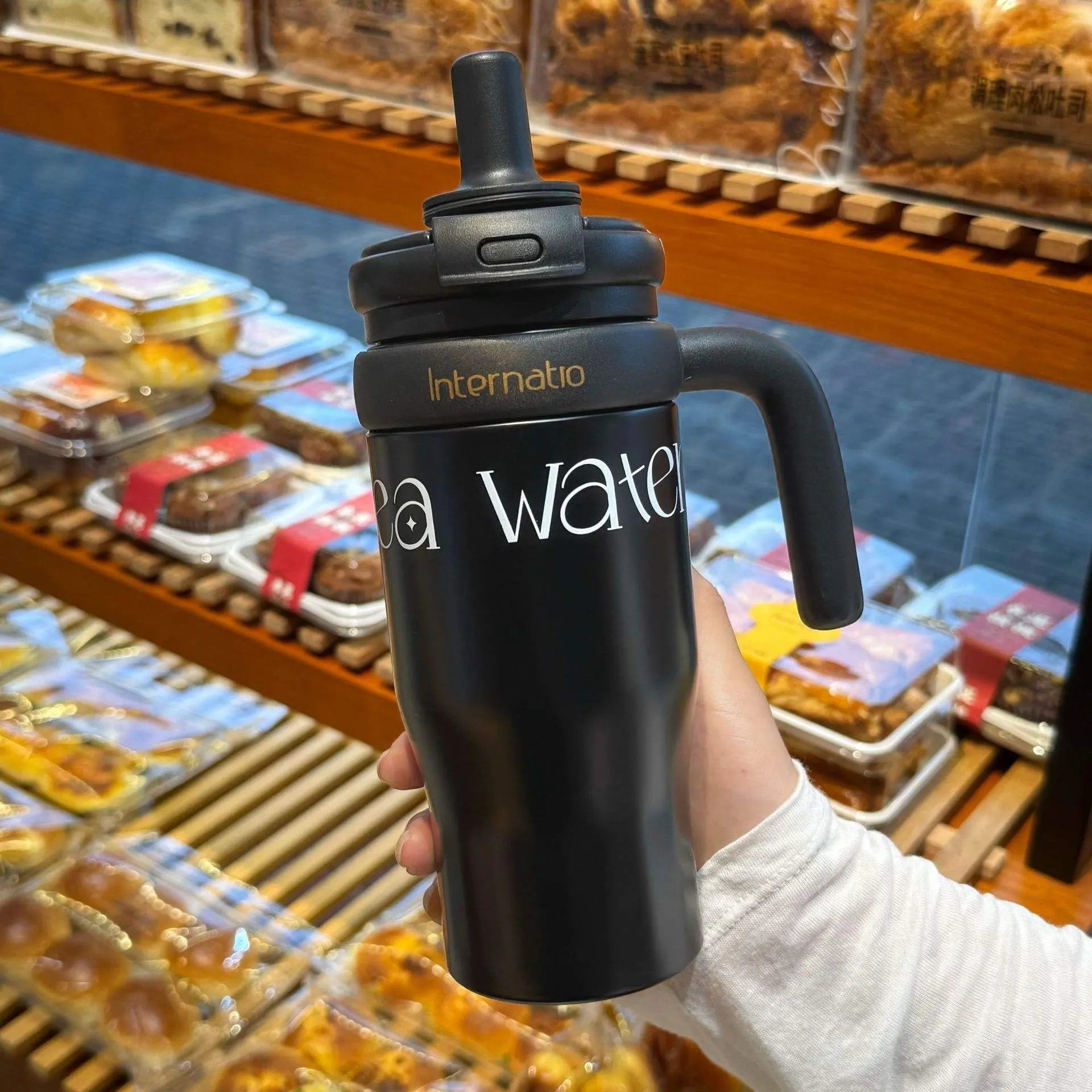 Premium 550ml Double Wall Insulated Travel Mug Cute Outdoor Coffee Cup with Handgrip KAAYU WORLD