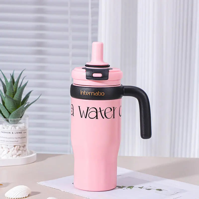 Premium 550ml Double Wall Insulated Travel Mug Cute Outdoor Coffee Cup with Handgrip KAAYU WORLD