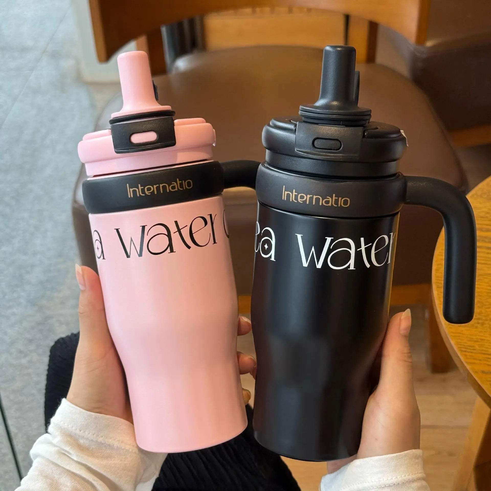 Premium 550ml Double Wall Insulated Travel Mug Cute Outdoor Coffee Cup with Handgrip KAAYU WORLD