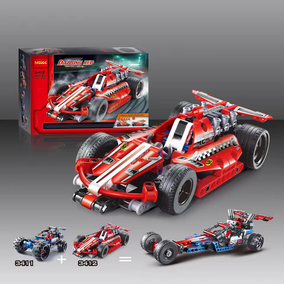 Red Racer 158 Pcs Technic Building Block Construction Pullback Car Bricks Toys