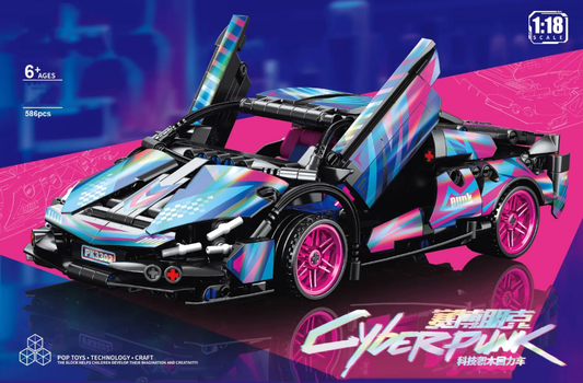 1:18 Cyberpunk Sports car Building Bricks Sets - 586 pcs Engineering Toy - for Adults Boys