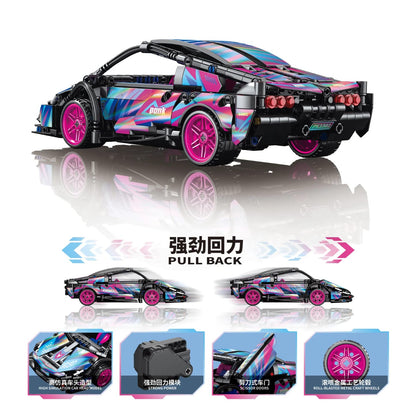 1:18 Cyberpunk Sports car Building Bricks Sets - 586 pcs Engineering Toy - for Adults Boys