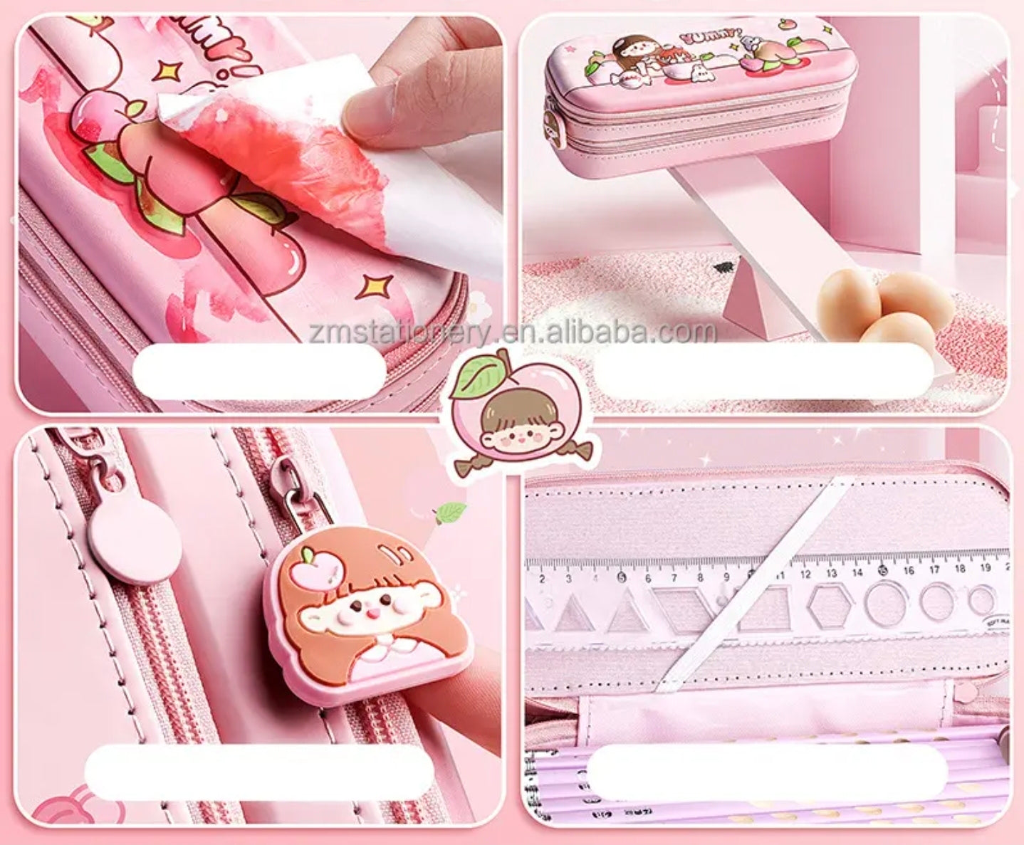 KAWAII Premium Double Layer Space Pencil Case 3D Cover EVA Space Astronaut Theme Large Capacity Pencil Zipper Pouch Bag Compass School Kids