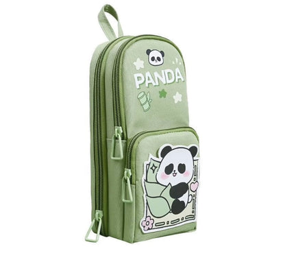 KAWAII Premium Double Layer PANDA Theme Large Capacity Pencil Zipper Pouch Bag Compass School Kids