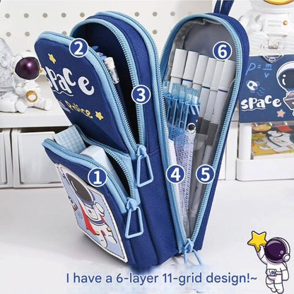 KAWAII Premium Double Layer Kuromi Theme Large Capacity Pencil Zipper Pouch Bag Compass School Kids