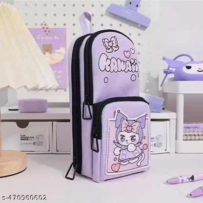KAWAII Premium Double Layer Kuromi Theme Large Capacity Pencil Zipper Pouch Bag Compass School Kids