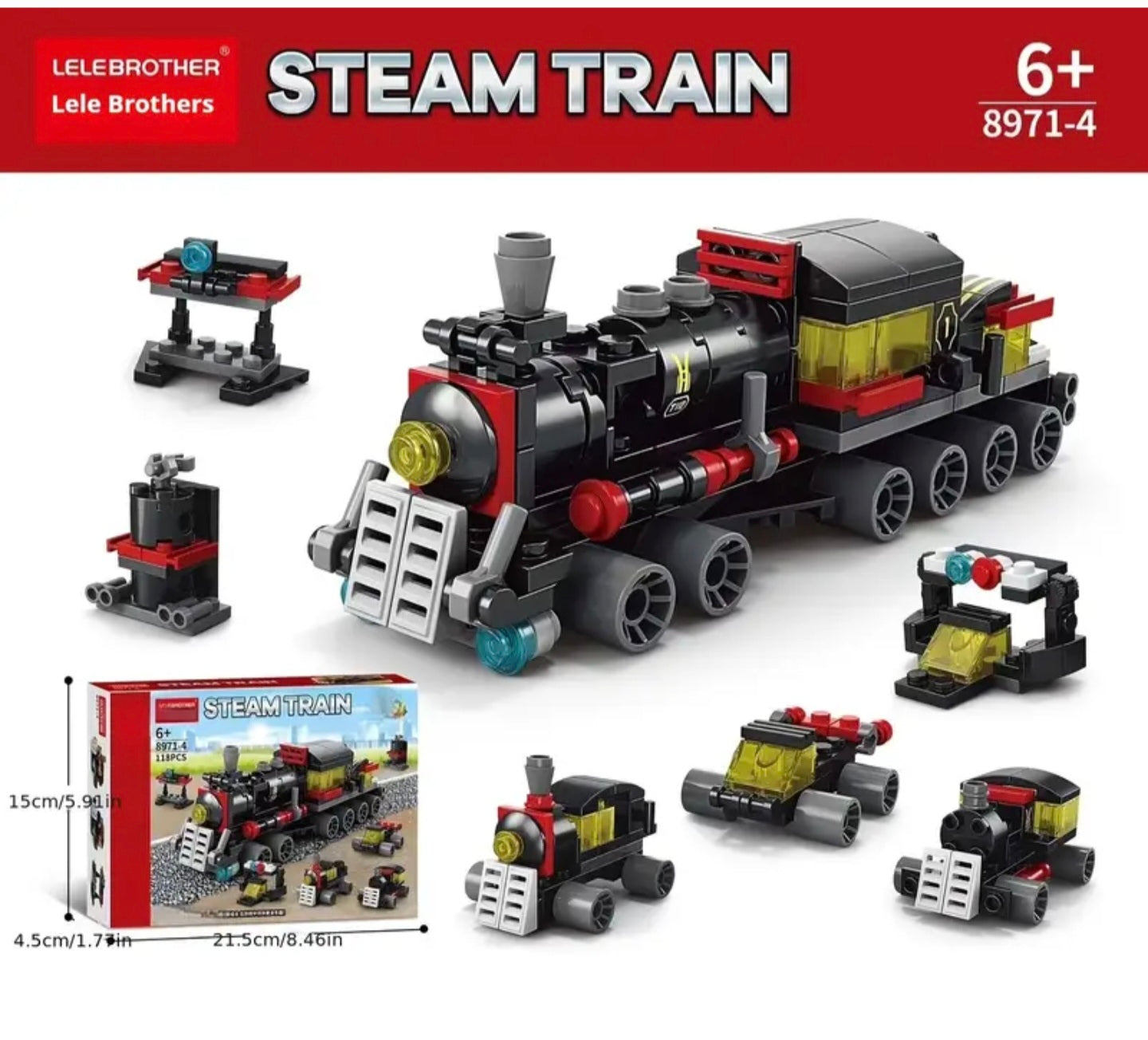 6-in-1 Steam Train Mini Building Blocks Set with Models DIY Toy Gift for Kids