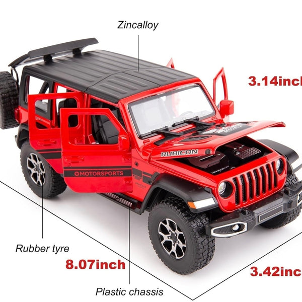 Wrangler Rubicon Sound and Light Metal Pullback Car 1:24