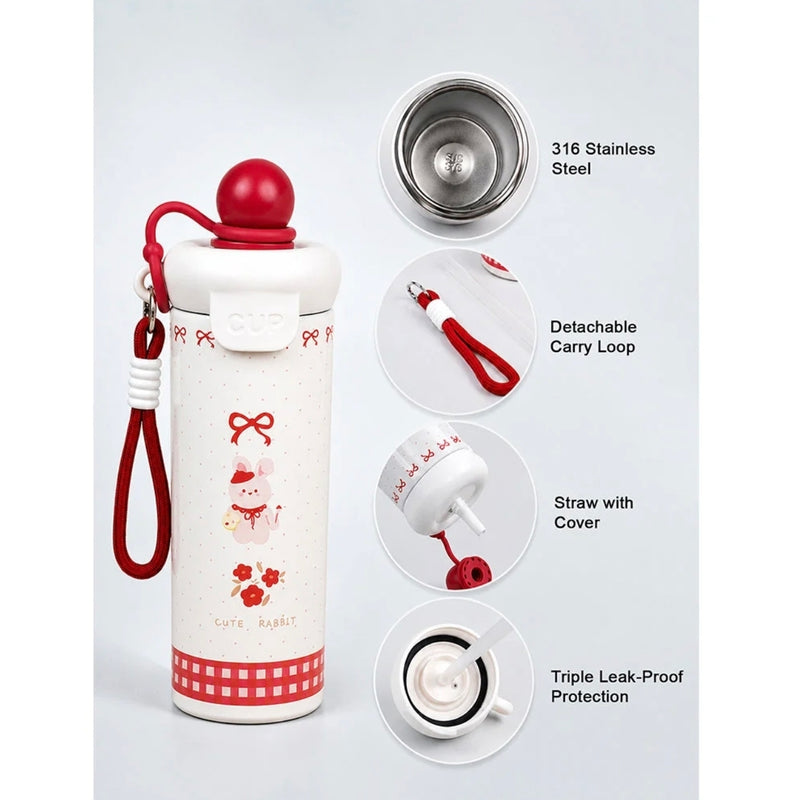 Cute Stainless Steel Water Bottle for Kids & Adults, 650ml