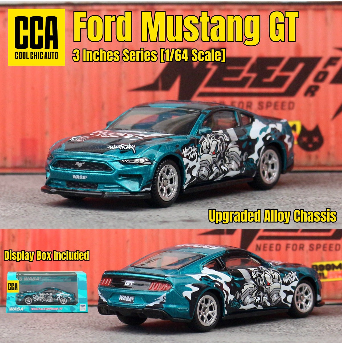 Ford Mustang 2018 GT WASA DieCast Metal Car of CCA Scale 1:64 (Premium Display Box) (Copy) KAAYU WORLD