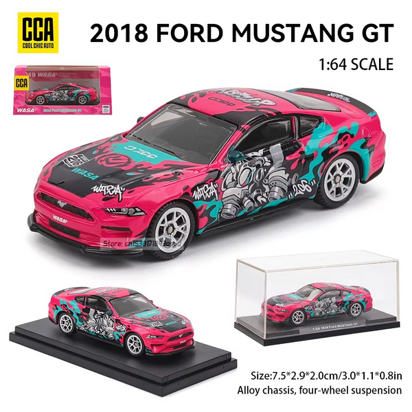 Ford Mustang 2018 GT WASA PINK DieCast Metal Car of CCA Scale 1:64 (Premium Display Box) KAAYU WORLD