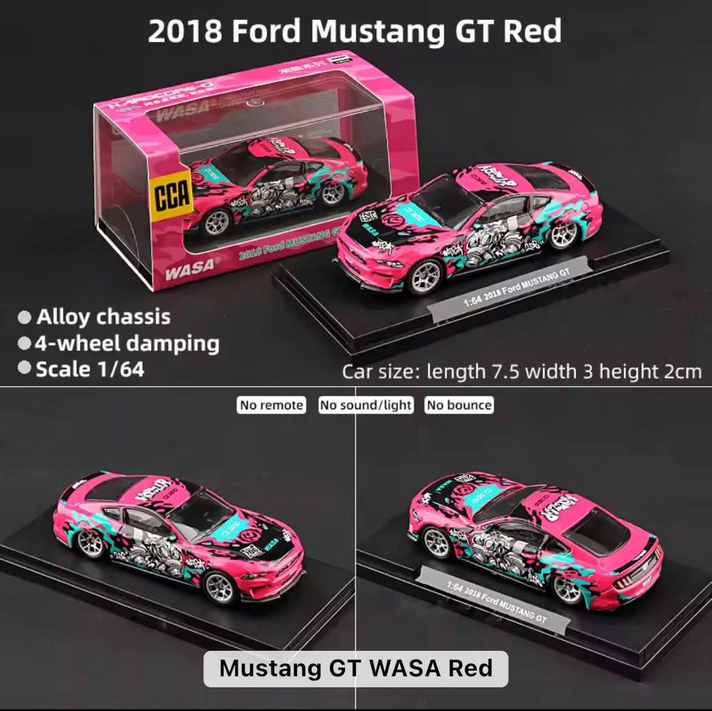 Ford Mustang 2018 GT WASA PINK DieCast Metal Car of CCA Scale 1:64 (Premium Display Box) KAAYU WORLD