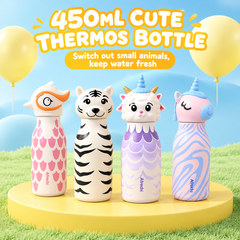 Animal Head Trending Stainless Steel Water Bottle for Kids, 480ml