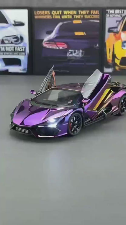 1/24 Lamborghini Revuelto Super Sport SPRAY Toy Car For Kid Sound and Light Die-cast Metal Pullback Car