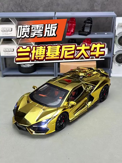 1/24 Lamborghini Revuelto Super Sport SPRAY Toy Car For Kid Sound and Light Die-cast Metal Pullback Car
