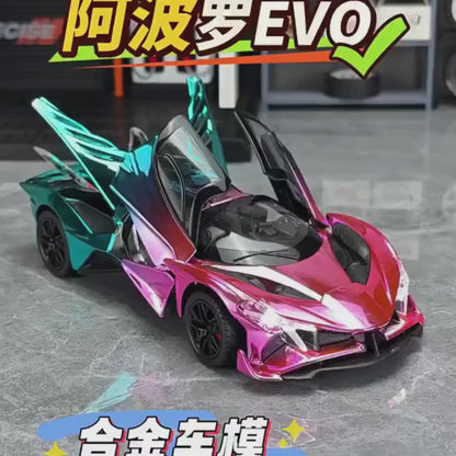 1:24 for Apollo EVO Super Sport Toy Car For Kid Sound and Light Die-cast Metal Pullback Car