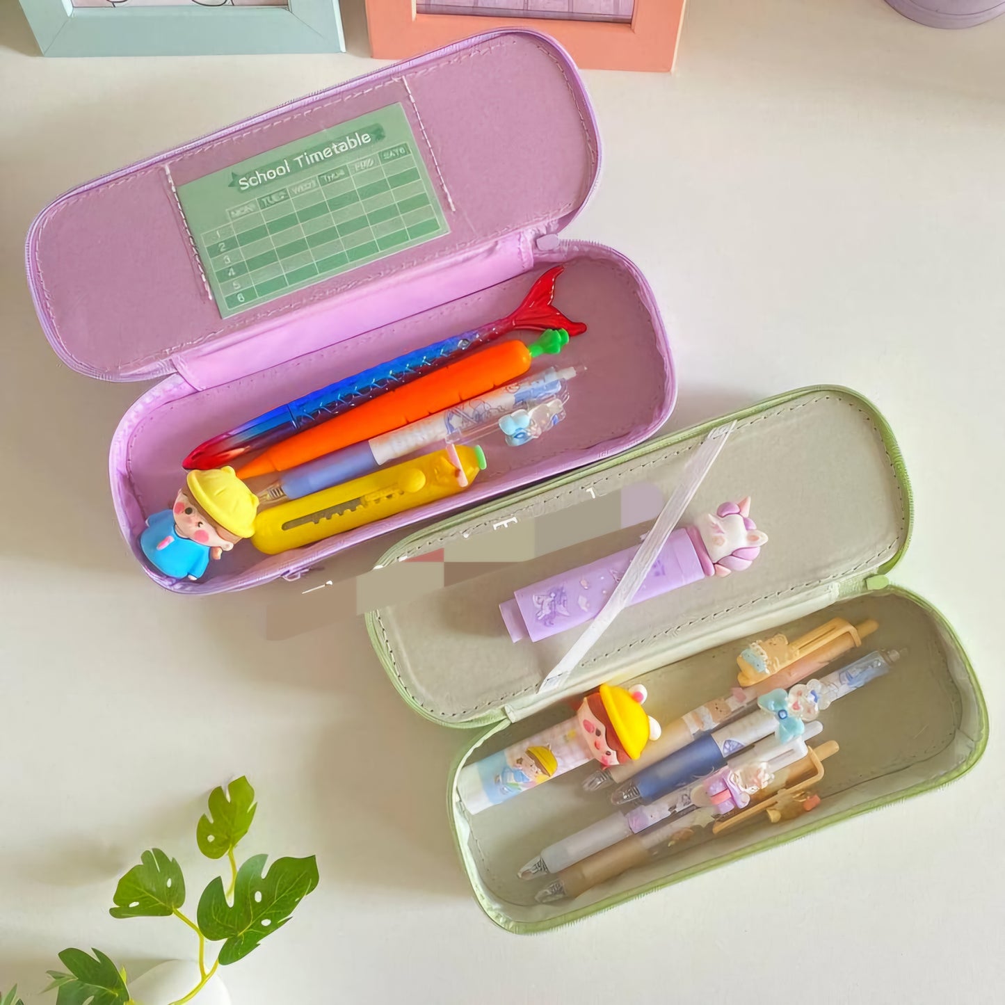 KAWAII Premium 3D Double Compartment Stationery Pencil Pouch ( 1pc ) Compass School Kids