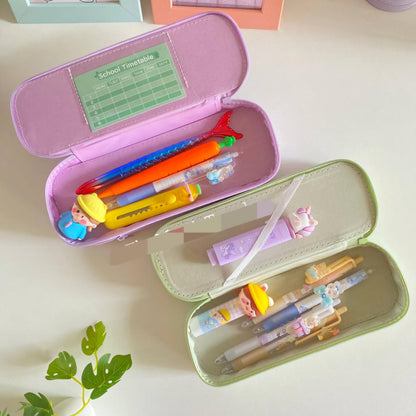 KAWAII Premium 3D Double Compartment Stationery Pencil Pouch ( 1pc ) Compass School Kids