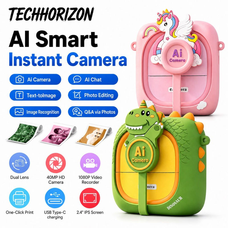Kids AI Smart Voice Command Instant Digital Print Camera