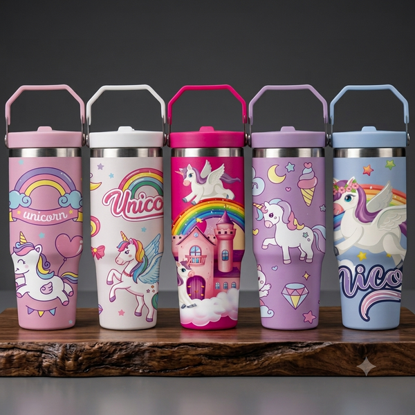 Unicorn Stainless Steel Tumbler for Kids, 900ml