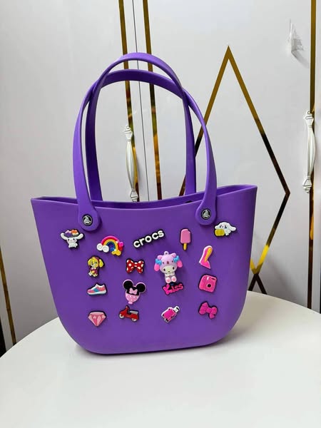 EVA Silicone Tote Bag with Pop-in Charms – Multiple Colors silicon tote bag