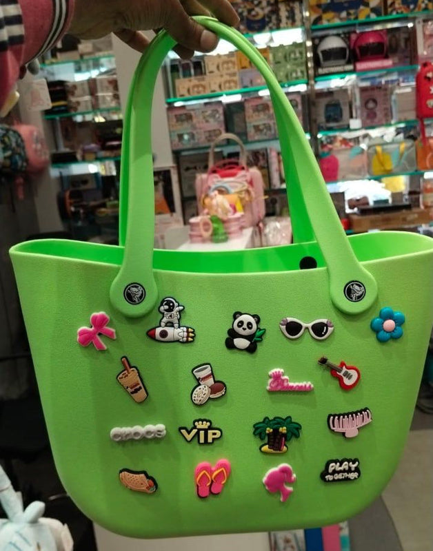 EVA Silicone Tote Bag with Pop-in Charms – Multiple Colors silicon tote bag