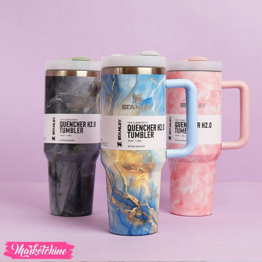 Stanley Quencher Glossy Marble Water Tumbler 1.18L with Straw