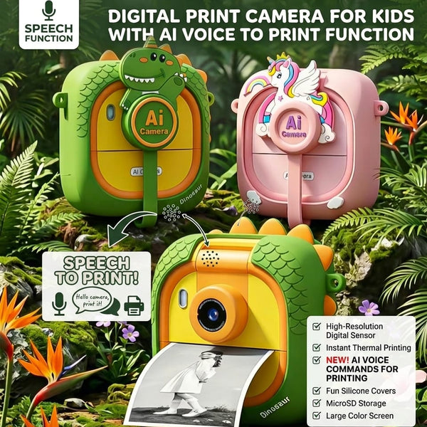 Kids AI Smart Voice Command Instant Digital Print Camera