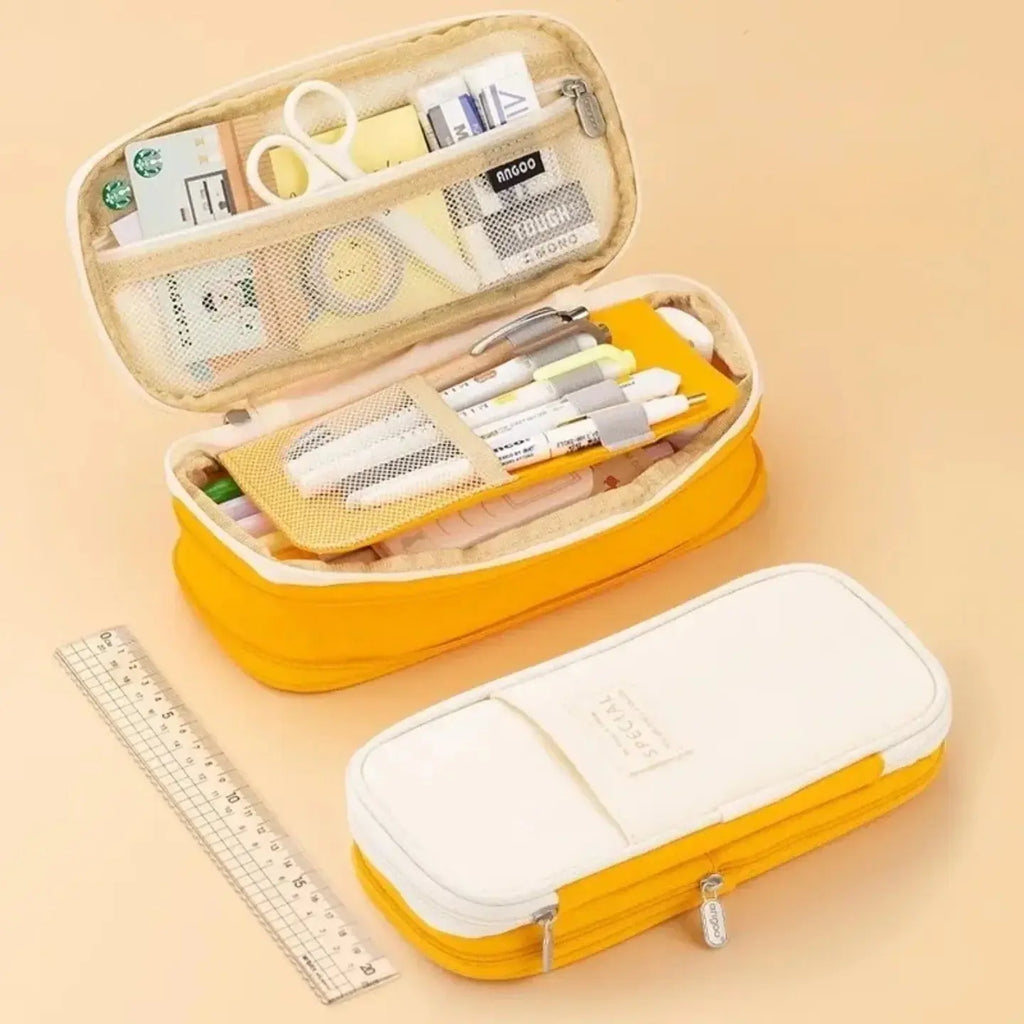 KAWAII Large Capacity, Canvas Cotton Linen Pencil Pouch, Pencil Case Cute Stationery Bag KAAYU WORLD