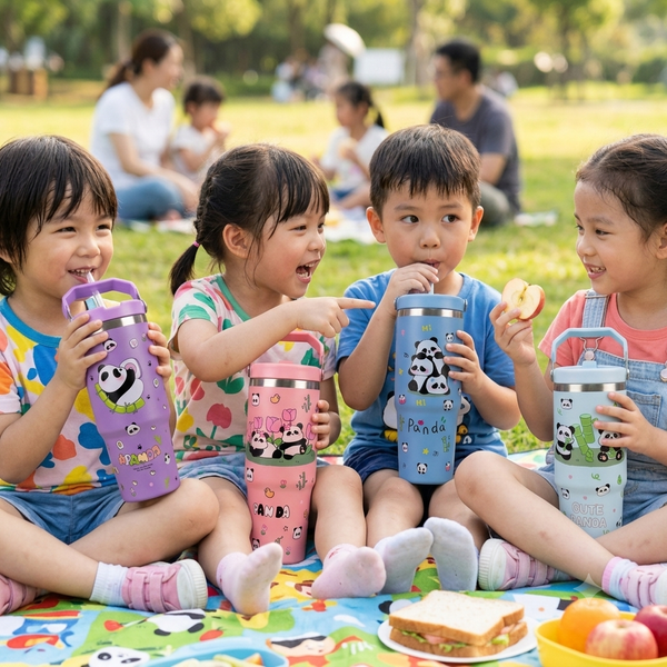 Panda Stainless Steel Tumbler for Kids, 900ml
