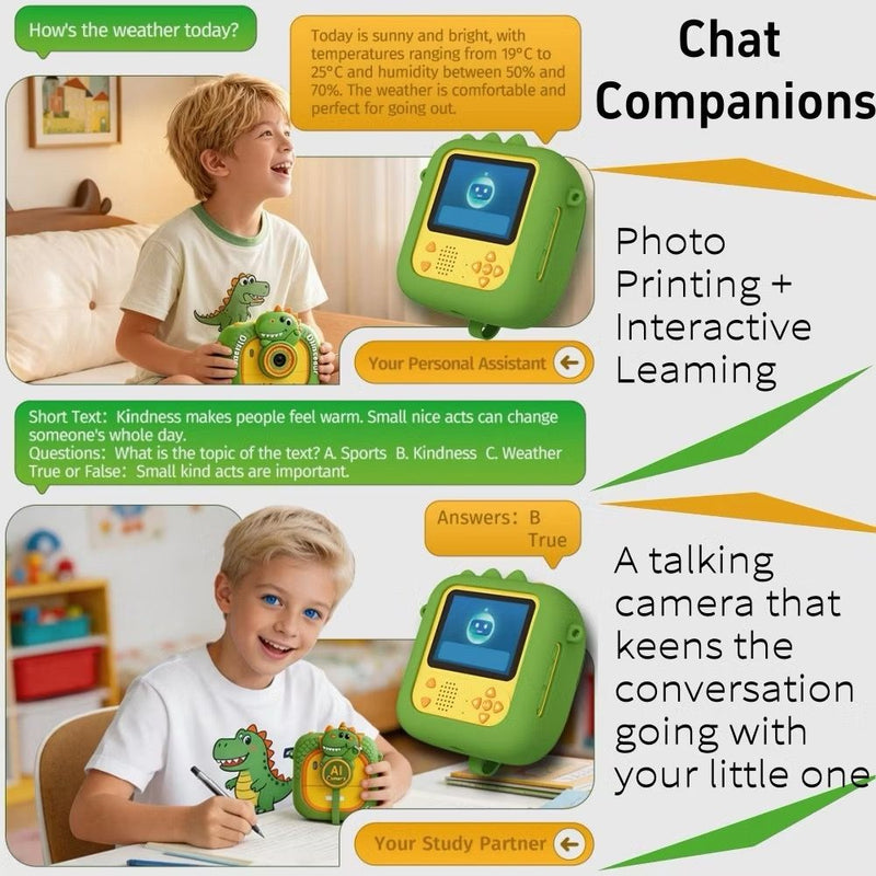 Kids AI Smart Voice Command Instant Digital Print Camera