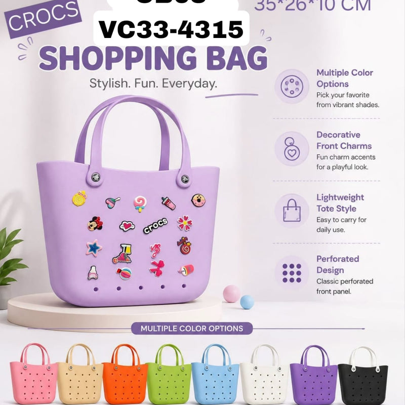 EVA Silicone Tote Bag with Pop-in Charms – Multiple Colors silicon tote bag