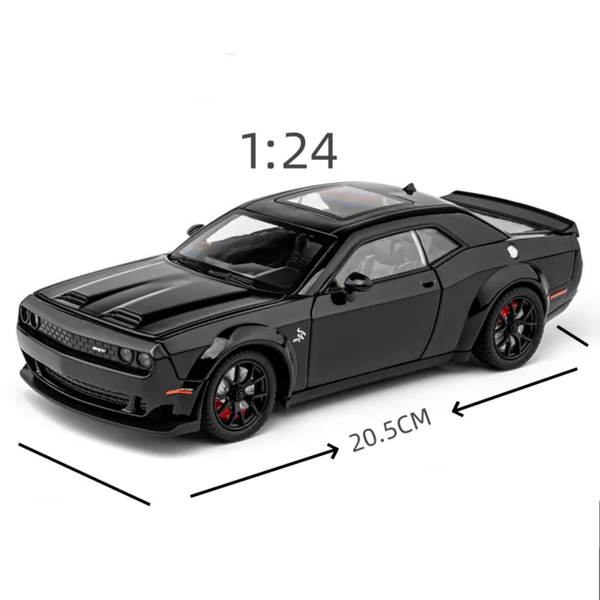 Dodge Challenger Hellcat Sound and Light Metal Pullback Car 1:24