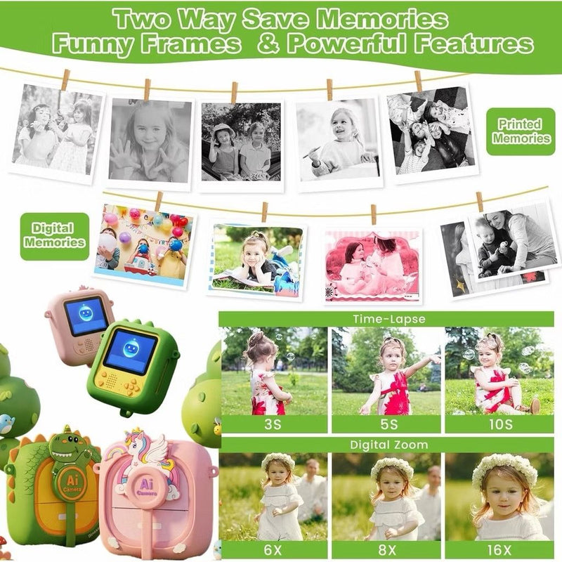 Kids AI Smart Voice Command Instant Digital Print Camera