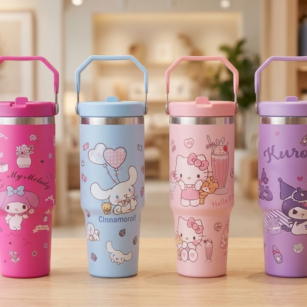 Kuromi Kawaii Stainless Steel Tumbler for Kids, 900ml