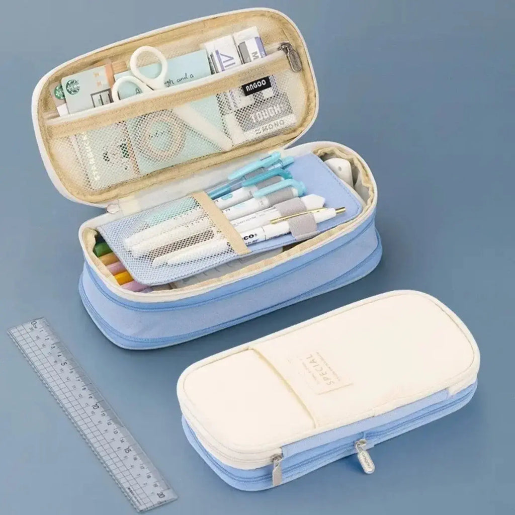 KAWAII Large Capacity, Canvas Cotton Linen Pencil Pouch, Pencil Case Cute Stationery Bag KAAYU WORLD