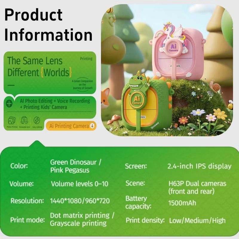 Kids AI Smart Voice Command Instant Digital Print Camera